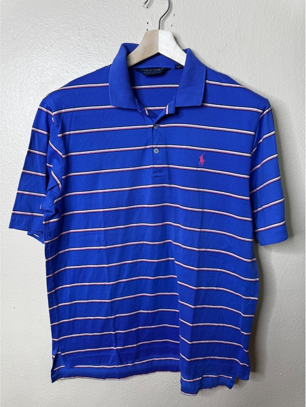 Polo Ralph Lauren Golf Men's Polo Shirt Medium Blue Striped Pima Cotton